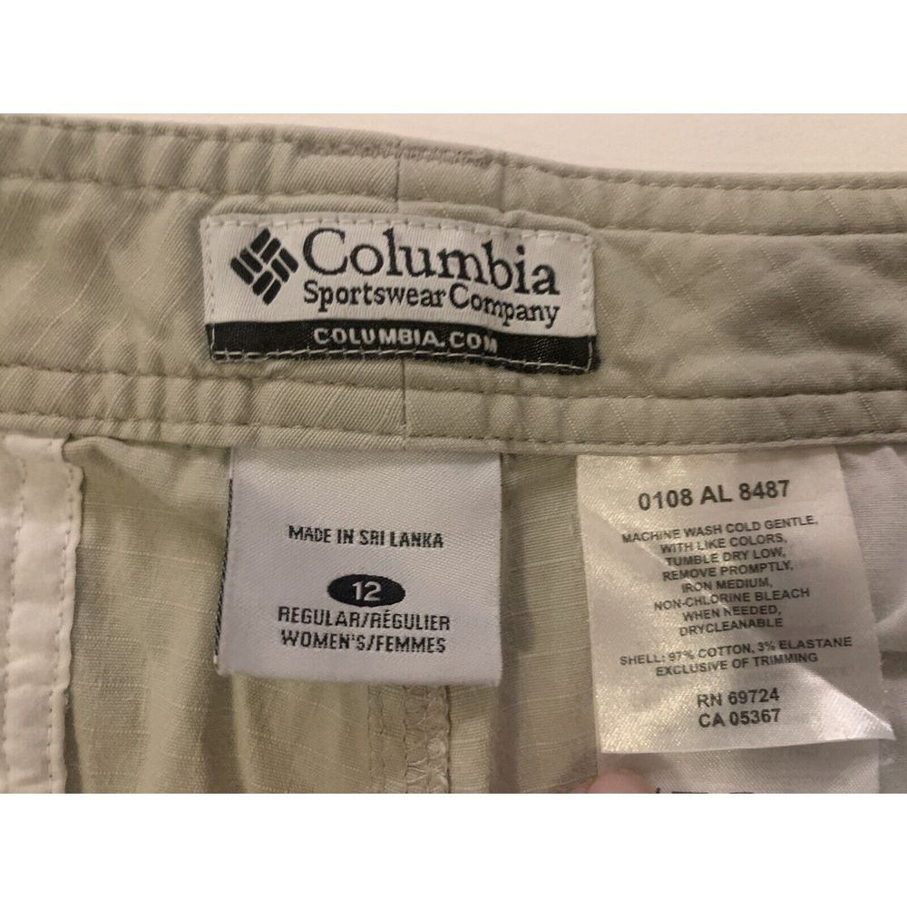 Columbia Women Khaki Cargo Roll Up Hiking Pants Size 12 AL 8487 Tan Straight Leg - Picture 5 of 6